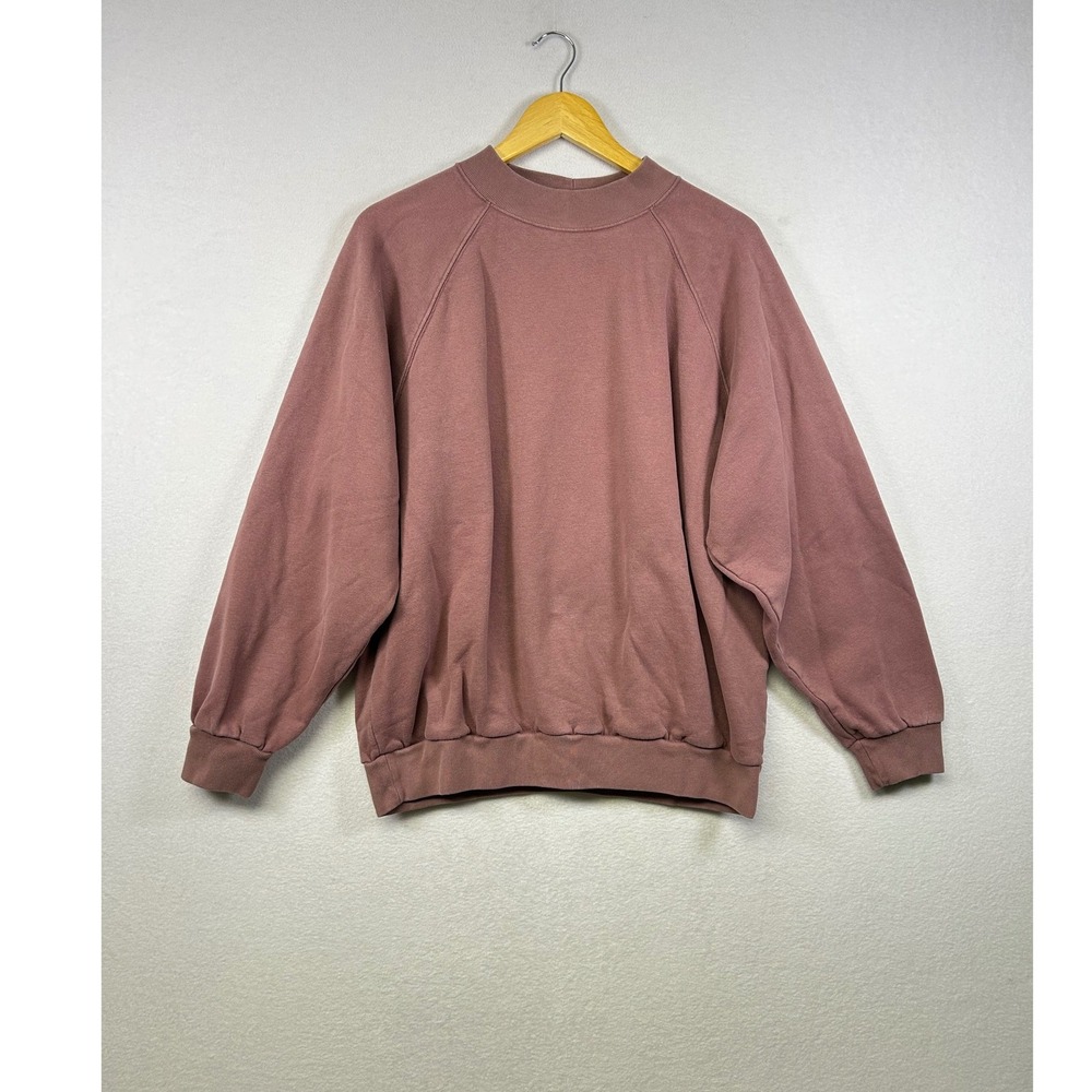 GAP Oversized Mock Neck Sweatshirt Dusty Rose Pink Fleece Raglan Sleeve XS